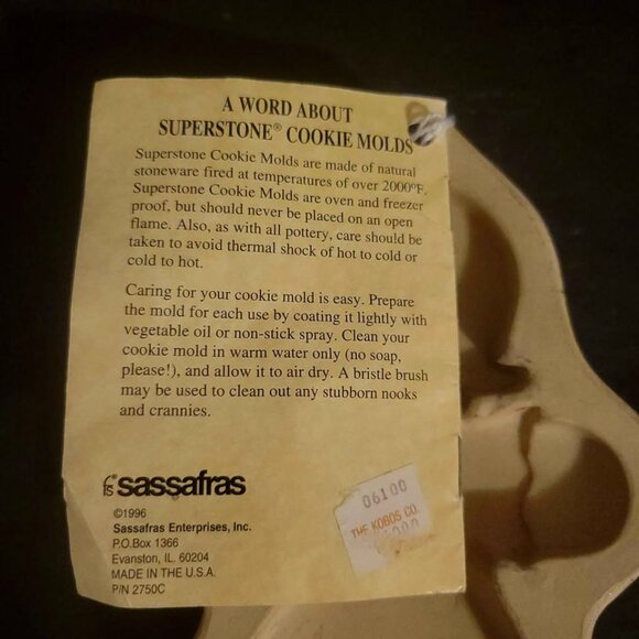 Superstone Gingerbread Cookie Mold Made Of Natural Stoneware By Sassafras Enterp - Picture 6 of 8